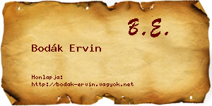 Bodák Ervin névjegykártya